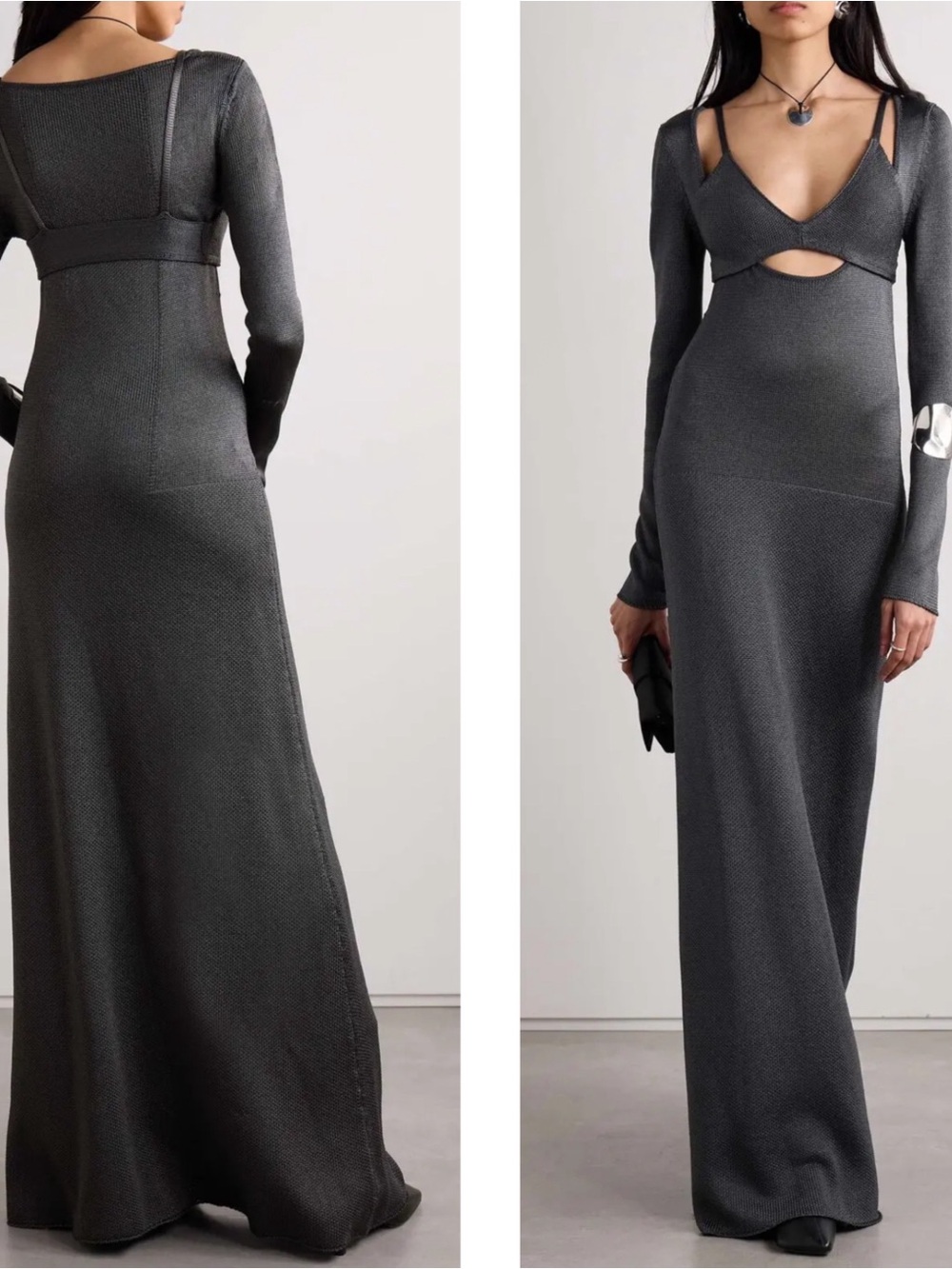 PROENZA SCHOULER Nalani Knitted Cutout Layered Long Sleeve Maxi Dress Size S
